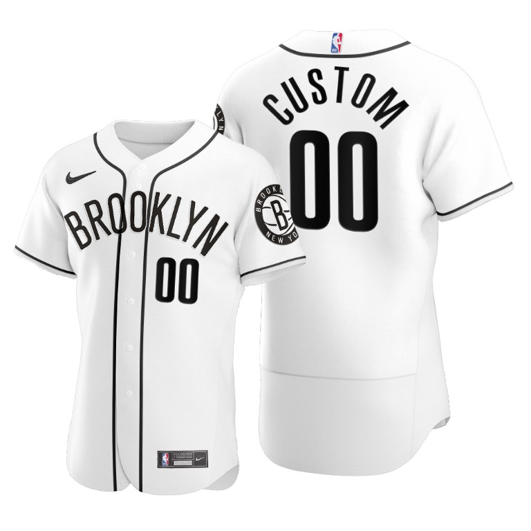 Men's Brooklyn Nets Customized 2020 White NBA X MLB Crossover Edition Stitched Jersey
